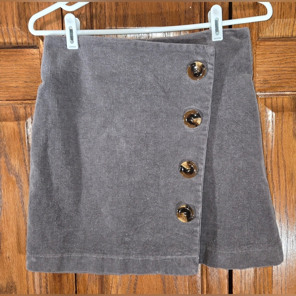 Altar'd State Dresses & Skirts - Altar'd State Asymmetrical Mini Wrap Skirt Gray Button Down Zippered Bac…